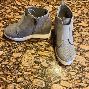 Journee Collection Perforated Gray High-Top Sneakers